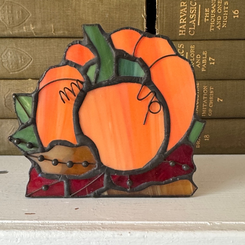 Stained glass pumpkin candleholder - Avon Exclusive Design 2000